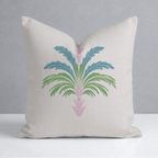 Bellagio Blush Linen Palm Throw Pillow - Lemon Park