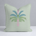 Bellagio Blush Mint Palm Throw Pillow - Lemon Park