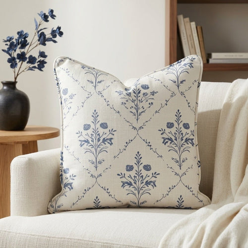 Benjamin Cream Floral Throw Pillow