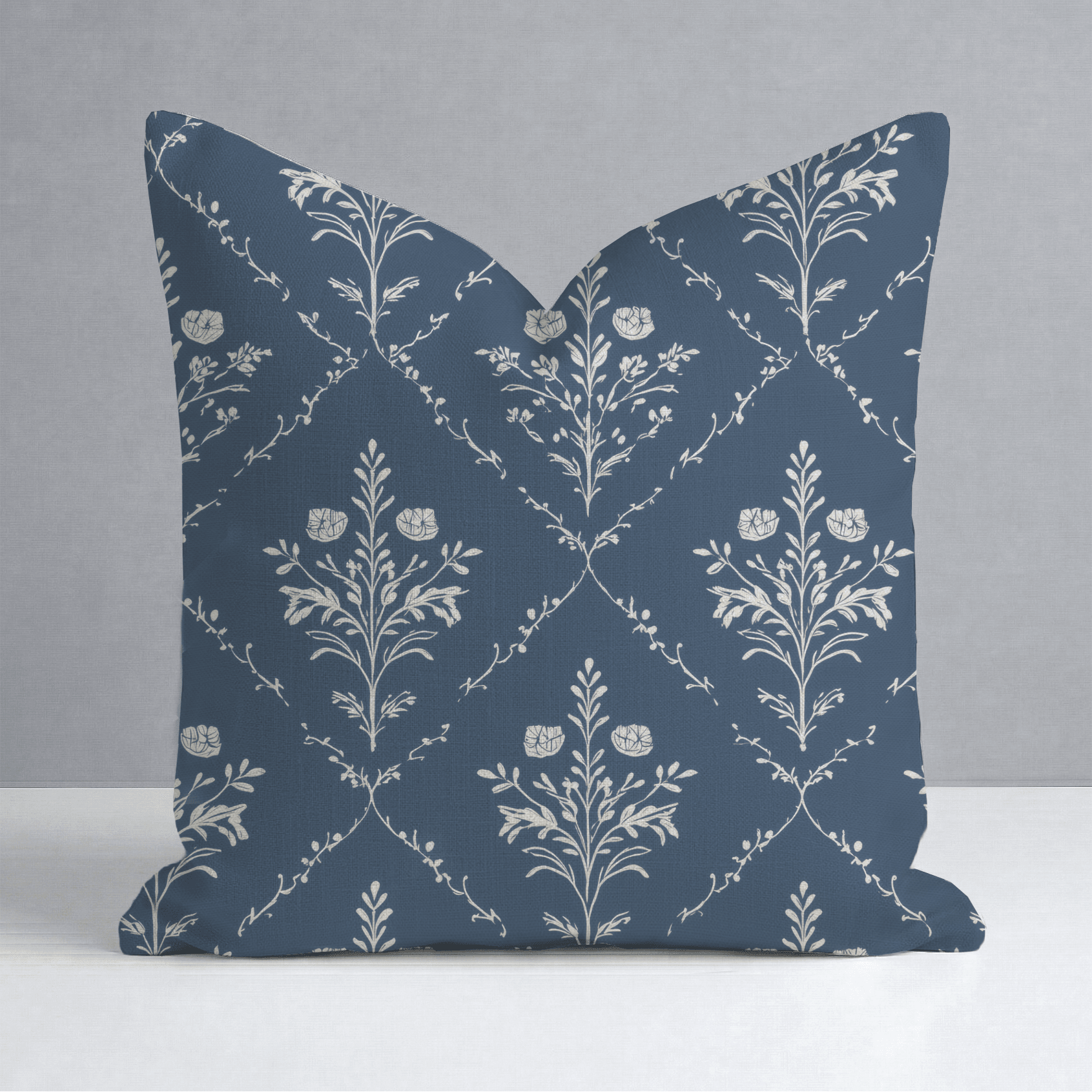 Benjamin Navy Floral Throw Pillow - Lemon Park